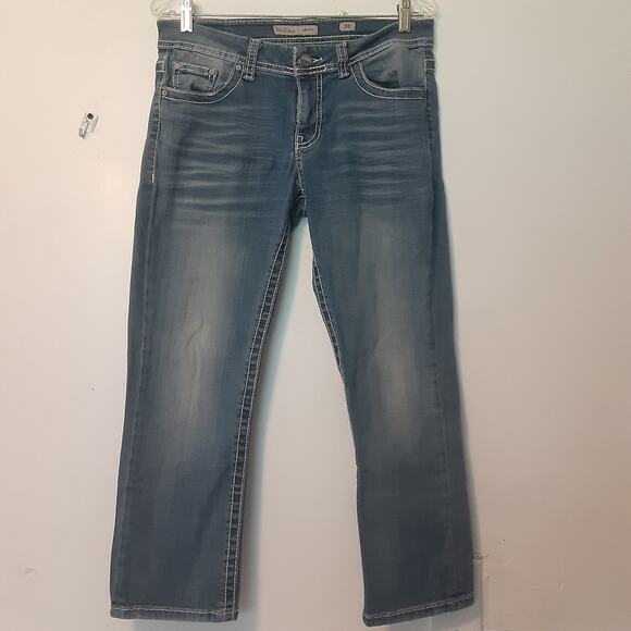BKE Jeans Womens 30 Bootcut Harper Thick Stitch Mid Rise Whiskers Distressed - Picture 1 of 12